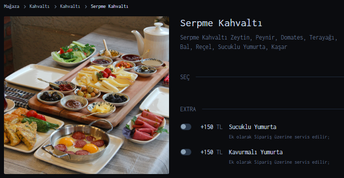 Screenshot of a store menu item view